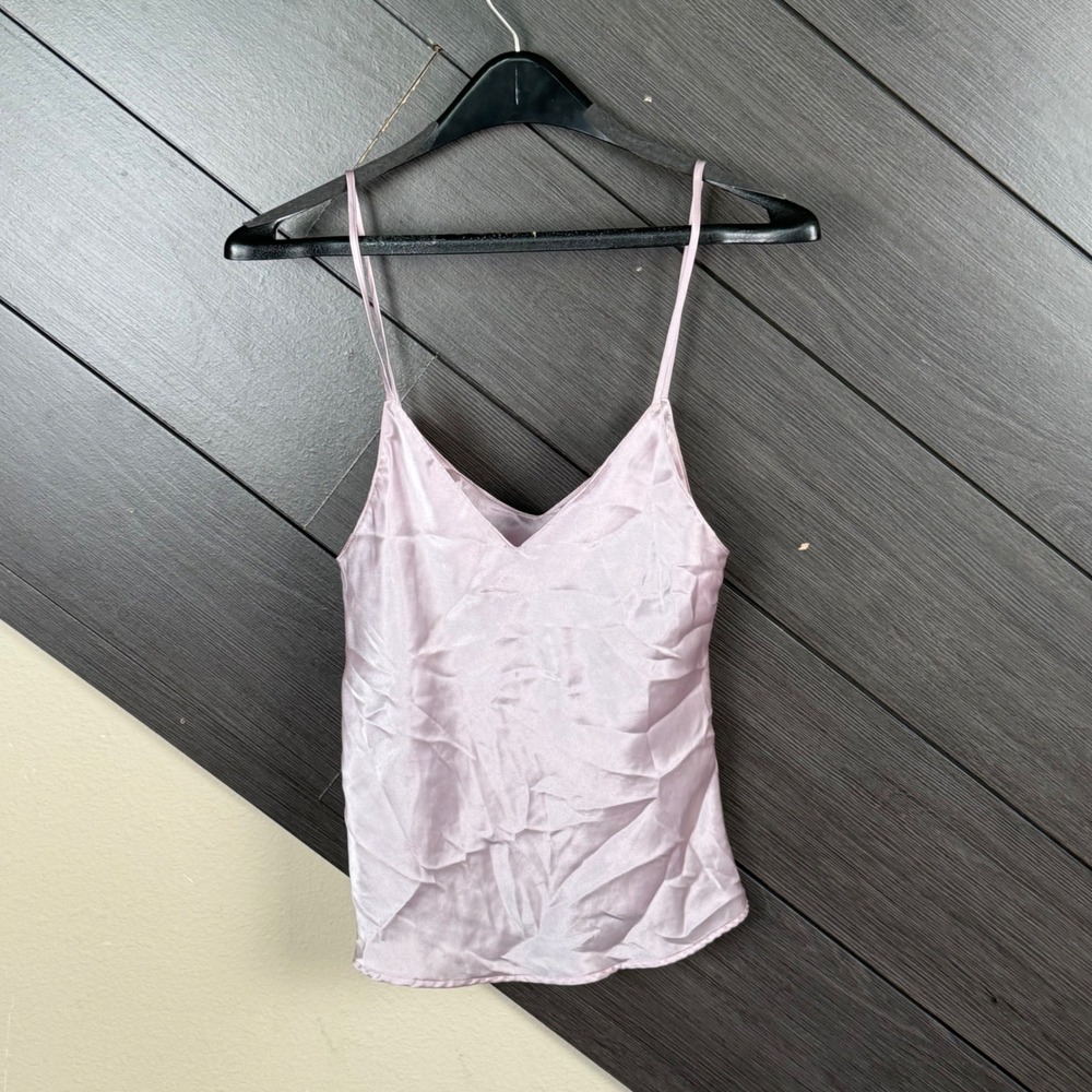Coquette Vintage Y2K 90s Satin Cami Small White Pink Lingerie Spaghetti Strap